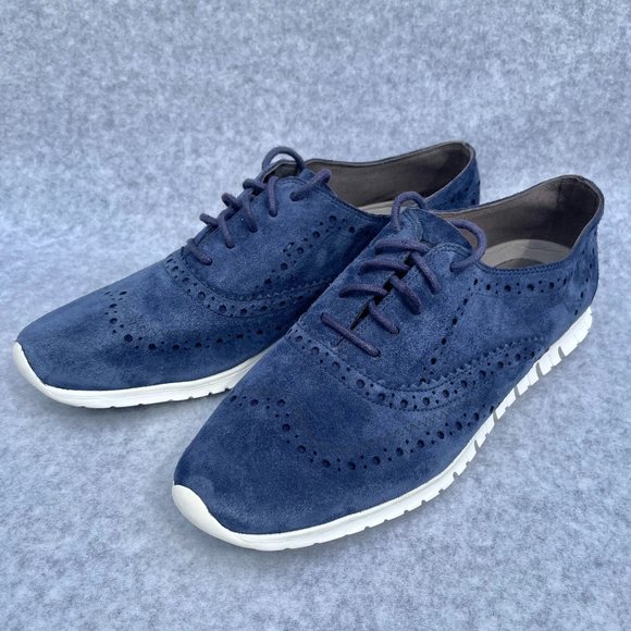 Cole Haan Zerogrand Stitchlite Women's Wingtip Oxfords 8M Navy Suede - Picture 2 of 6